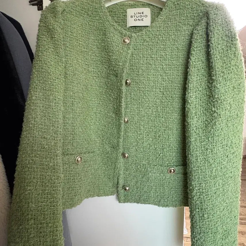 [BUNJANG] LINE STUDIO Green Tweed Jacket / 라인스튜디오 그린 트위드 자켓