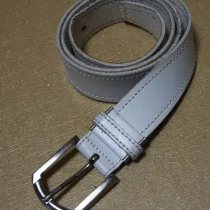 [BUNJANG] Calvin Klein CK Stitch White Leather Belt / 캘빈클라인 CK 스티치 화이트가죽벨트 허리35까지