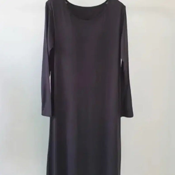 [BUNJANG] Long Sleeve Long One-Piece Dress Black XL / [새상품]캡내장 긴팔 롱 원피스 블랙 XL