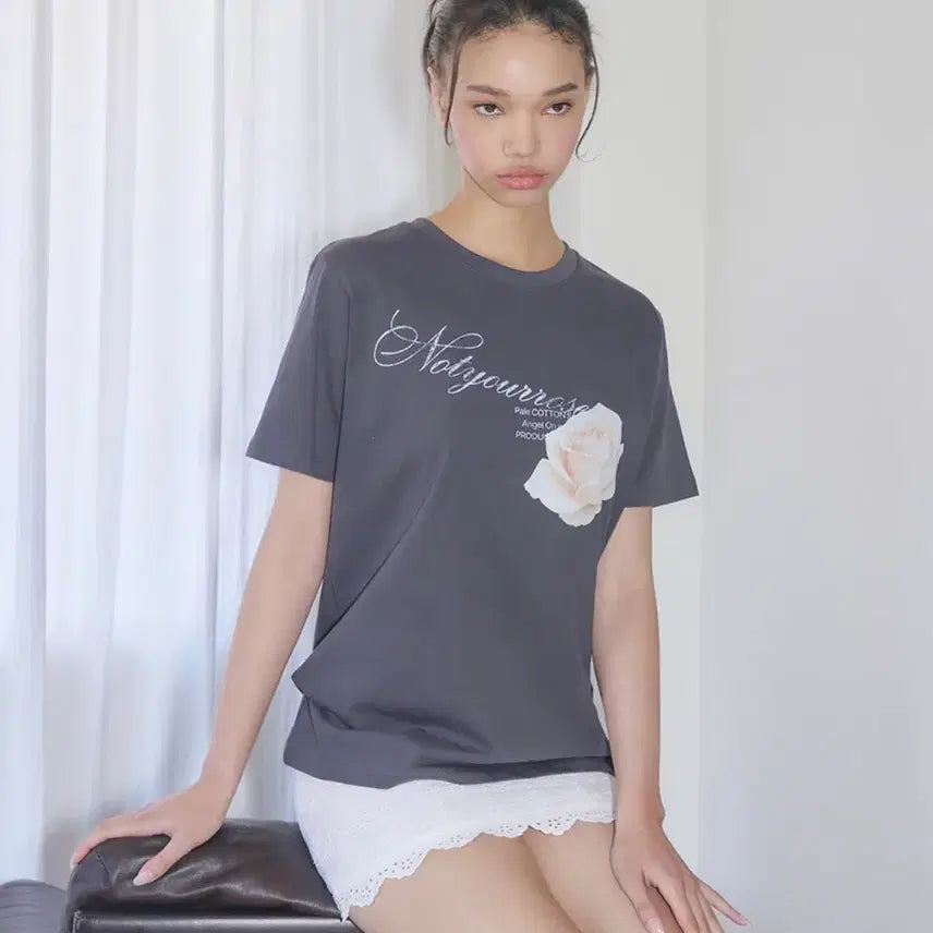 [BUNJANG] Not Your Rose Charcoal Rose T-Shirt / (새상품) 낫유어로즈 챠콜 로즈 티셔츠