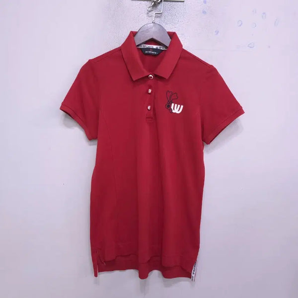 [BUNJANG] MU SPORTS Women's Golf Short Sleeve Shirt - Red / 엠유스포츠) 거의새거 여성 골프 반팔 - 90