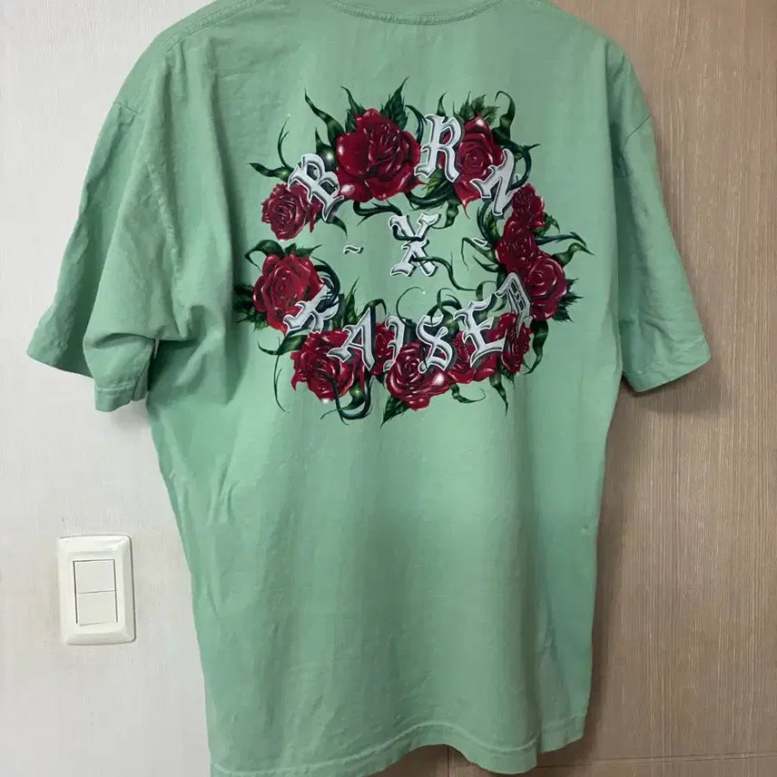 [BUNJANG] BornxRaised Rose T-Shirt Green / [L]본앤레이즈드 로즈 티셔츠 그린