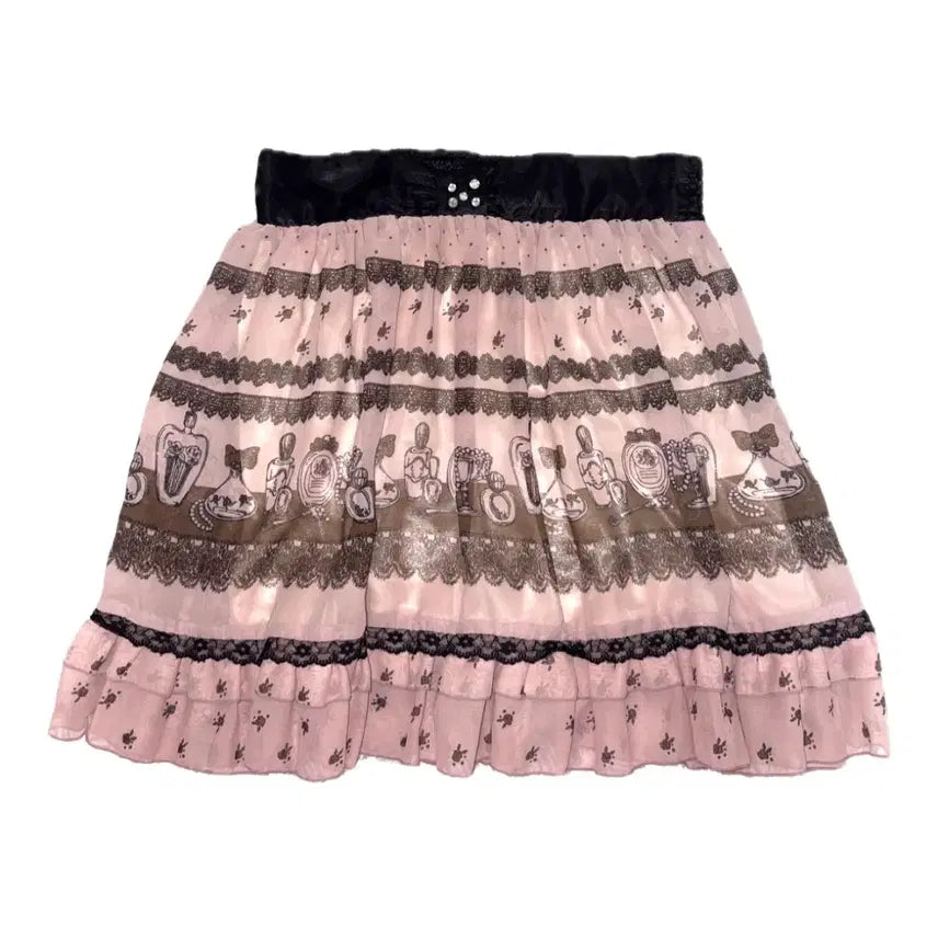 [BUNJANG] Axis Farm Brown Latte Flavor Hime Gyaru Lolita Summer Lace Skirt / 엑시즈팜 브라운 라떼맛 스커트 히메갸루 디저트 레이스 여름 스커트 로리타