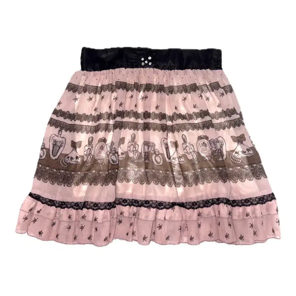 [BUNJANG] Axis Farm Brown Latte Flavor Hime Gyaru Lolita Summer Lace Skirt / 엑시즈팜 브라운 라떼맛 스커트 히메갸루 디저트 레이스 여름 스커트 로리타