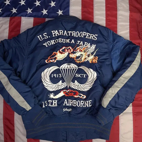 [BUNJANG] Short 13th Airborne MA-1 Padded Sukajan Jacket / 새제품 쇼트 13TH AIRBORNE MA-1 패딩 스카잔