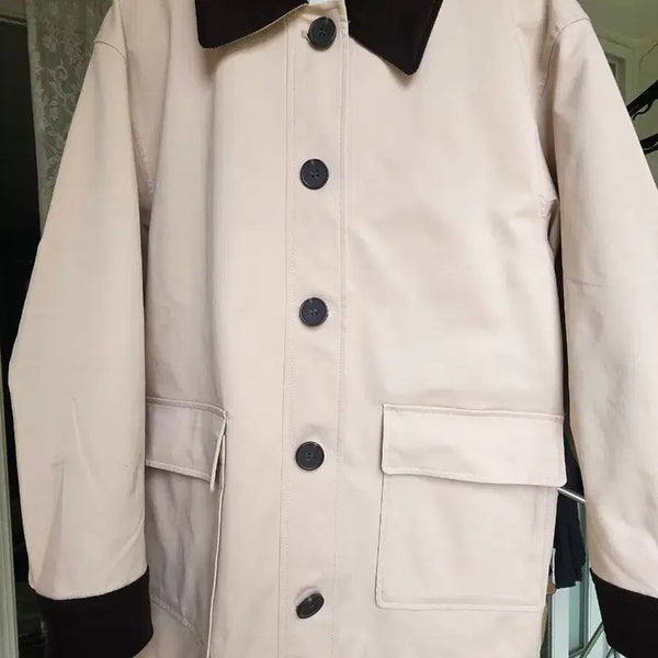 [BUNJANG] Miero Color Block Coat Beige / 미쏘 베이지 색상 배색 코트