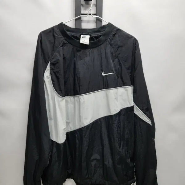 [BUNJANG] Nike Big Swoosh Woven Jacket Black M / 나이키 빅스우시 바람막이 맨투맨 우븐 자켓 블랙 검흰 m