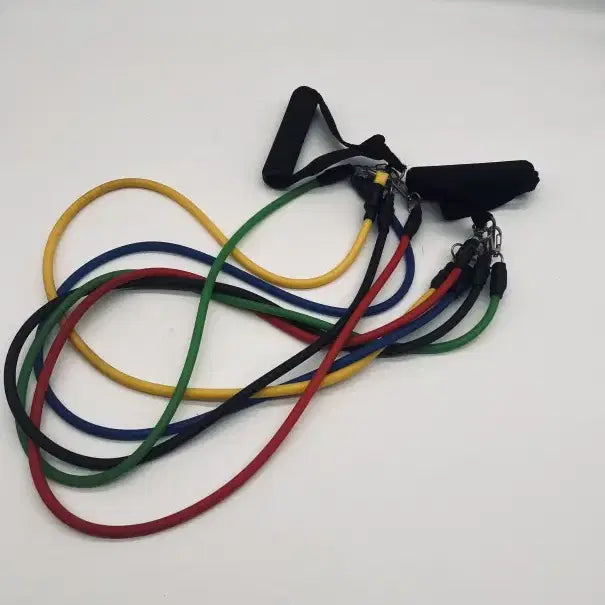 [BUNJANG] Fitness Tubing Resistance Band Set - Full Body Strength Training / 휘트니스 튜빙 강도별 저항 밴드 전신 근력 세트 헬스 홈트