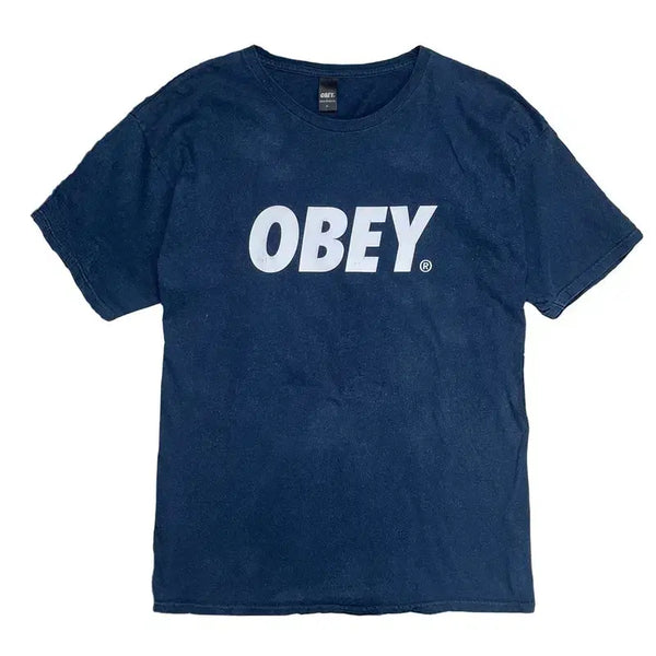 [BUNJANG] OBEY Big Logo Printing T-Shirt Navy L / OBEY 빅로고 프린팅 티셔츠 네이비 L