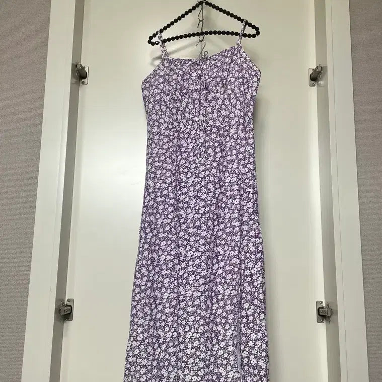 [BUNJANG] Purple Flower Pattern Long Dress M (55) / 보라색 플라워 패턴 롱 원피스 M(55)