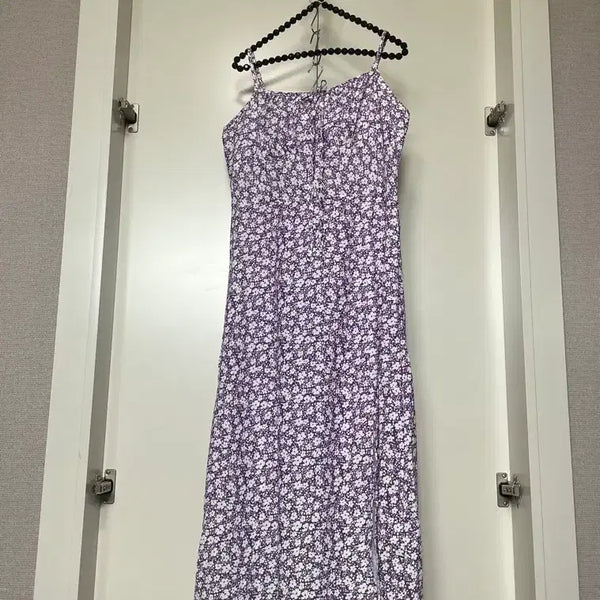 [BUNJANG] Purple Flower Pattern Long Dress M (55) / 보라색 플라워 패턴 롱 원피스 M(55)