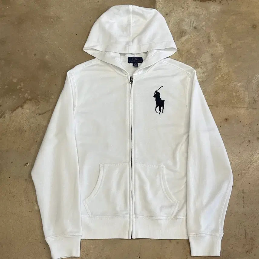 [BUNJANG] Polo Ralph Lauren Big Pony White Hooded Zip-Up Jacket L / 폴로랄프로렌 빅포니 여성용 화이트 후드집업 L