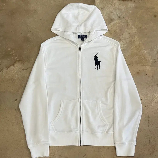 [BUNJANG] Polo Ralph Lauren Big Pony White Hooded Zip-Up Jacket L / 폴로랄프로렌 빅포니 여성용 화이트 후드집업 L