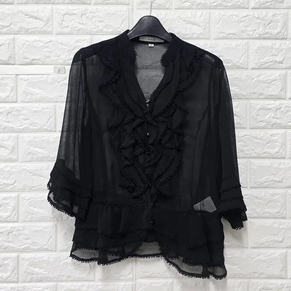 [BUNJANG] M Songzio Black Blouse E89 / M 송지오 블랙 블라우스 E89