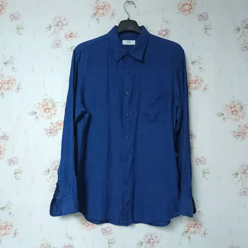 [BUNJANG] Uniqlo Men's 100% Linen Shirt Dark Navy - Size M / L)유니클로 남성 린넨 100% 셔츠