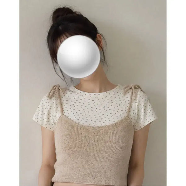 [BUNJANG] Bustier + Crop T-Shirt Set / 뷔스티에+크롭티 세트
