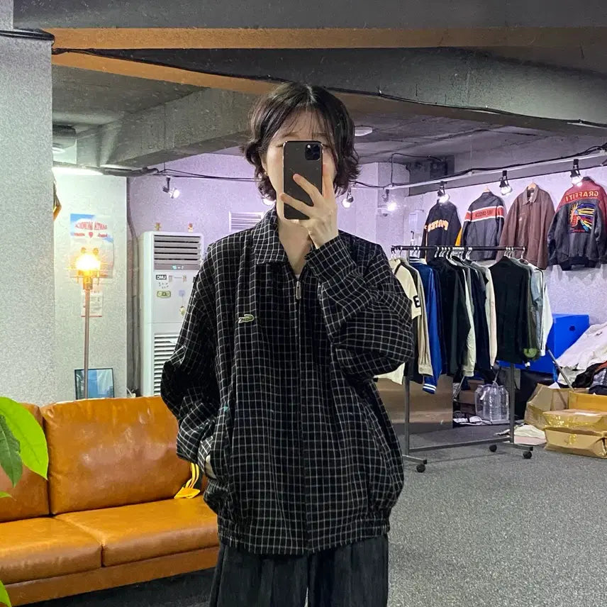 [BUNJANG] Lacoste Patch Logo Checkerboard Jacket / 라코스테 패치로고 체커보드 자켓 B5394