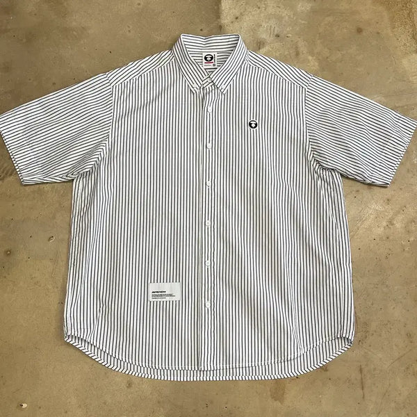 [BUNJANG] Ape Stripe Short Sleeve Shirt - Medium / 에이프 스트라이프 반팔 셔츠 M