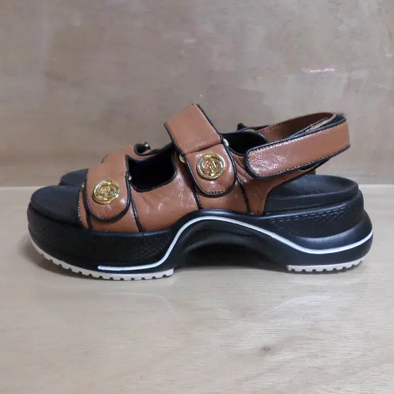 [BUNJANG] Geiger Brown Cowhide Leather Sandals Slippers / 후루룩구제2 235 가이거 소가죽 샌들 슬리퍼 브라운 260712
