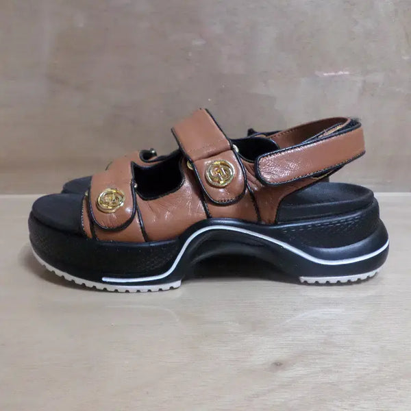 [BUNJANG] Geiger Brown Cowhide Leather Sandals Slippers / 후루룩구제2 235 가이거 소가죽 샌들 슬리퍼 브라운 260712