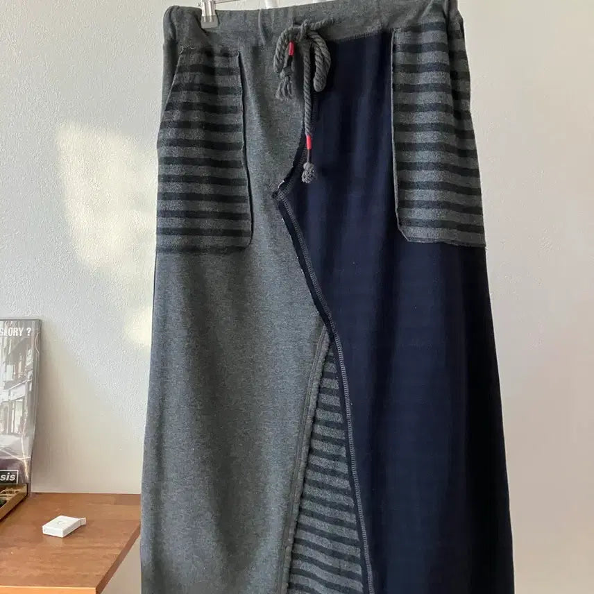 [BUNJANG] Stripe Patchwork Long Skirt Japanese Vintage / 스트라이프 패치워크 롱 스커트 모리걸 일본빈티지