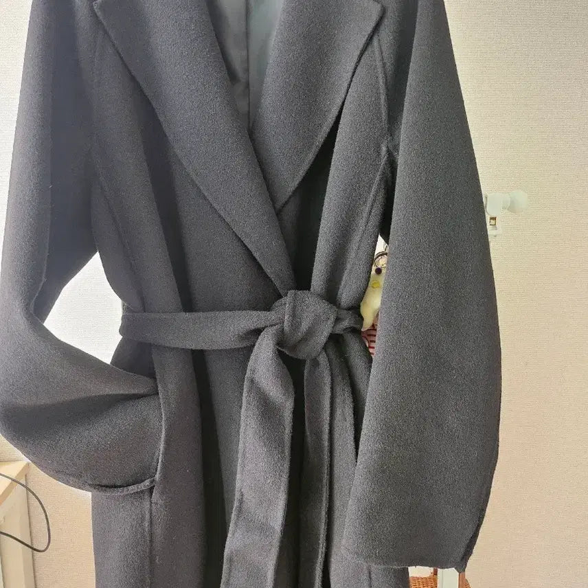[BUNJANG] EnC Black Belted Coat / EnC 블랙 코트 허리끈 포함