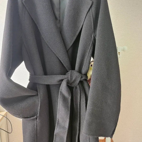 [BUNJANG] EnC Black Belted Coat / EnC 블랙 코트 허리끈 포함