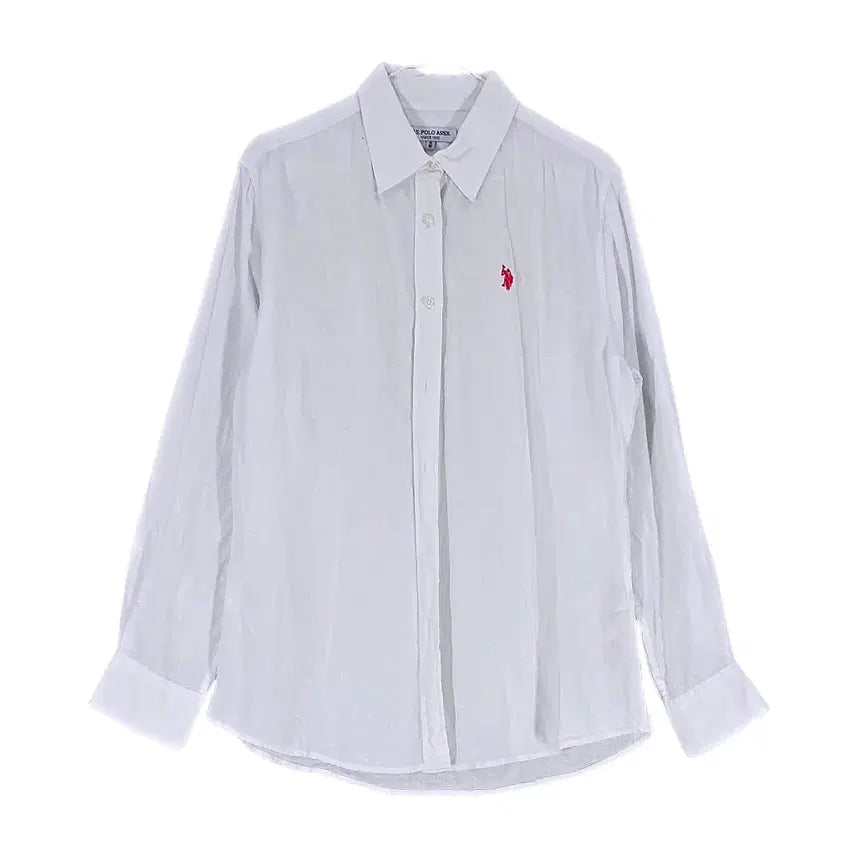 [BUNJANG] U.S. Polo Assn. Women's Classic Oversized Linen Shirt White / 유에스폴로아센 여성 클래식한 오버핏 린넨셔츠 95 화이트 00983