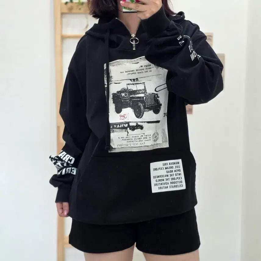[BUNJANG] Jeep Spirit Hoodie Black (L) / [프립]L/지프 스피릿 후드티 블랙