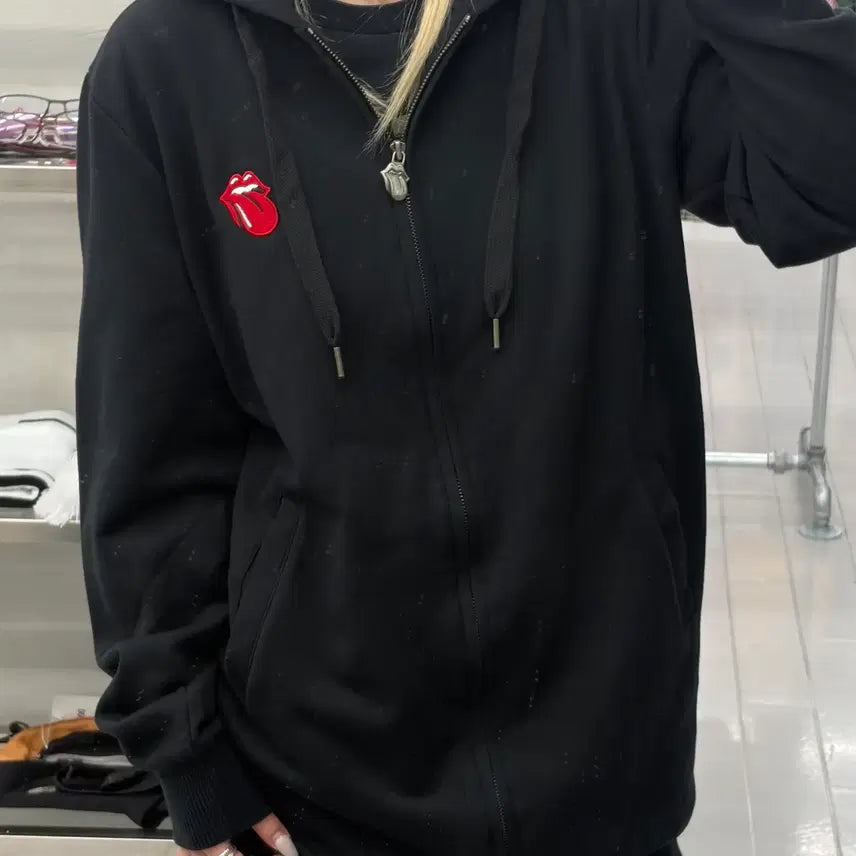 [BUNJANG] Rolling Stones Back Logo Hoodie Zip-up Black L / (L) 롤링스톤즈 백로고 후드 집업 블랙