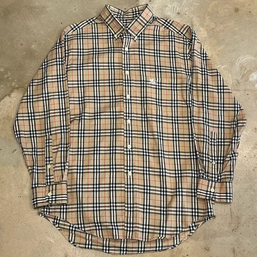[BUNJANG] Burberry Nova Check Beige Shirt Size 39 (M) / 버버리 노바체크 베이지 셔츠 39(M)