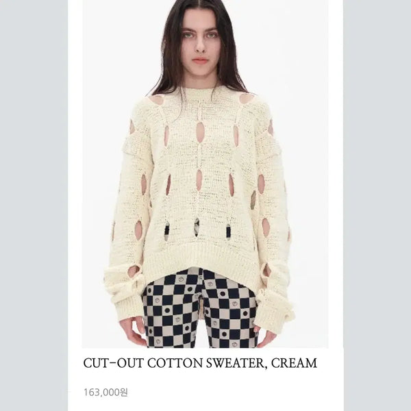[BUNJANG] TheOpen Product Cut-Out Cotton Sweater Free Size / 더오픈프로덕트 컷아웃 코튼스웨터 프리사이즈 새상품