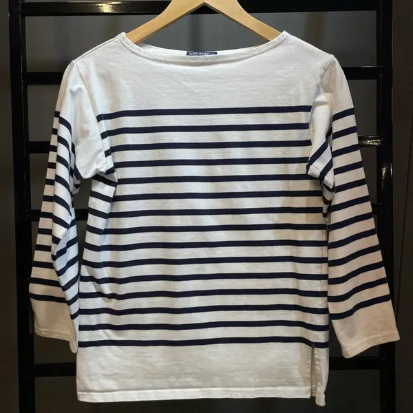 [BUNJANG] Saint James Boat Neck Stripe Long Sleeve T-Shirt Navy White / [S] Saint James 보트넥 스트라이프 긴팔 티셔츠 네이비화이트