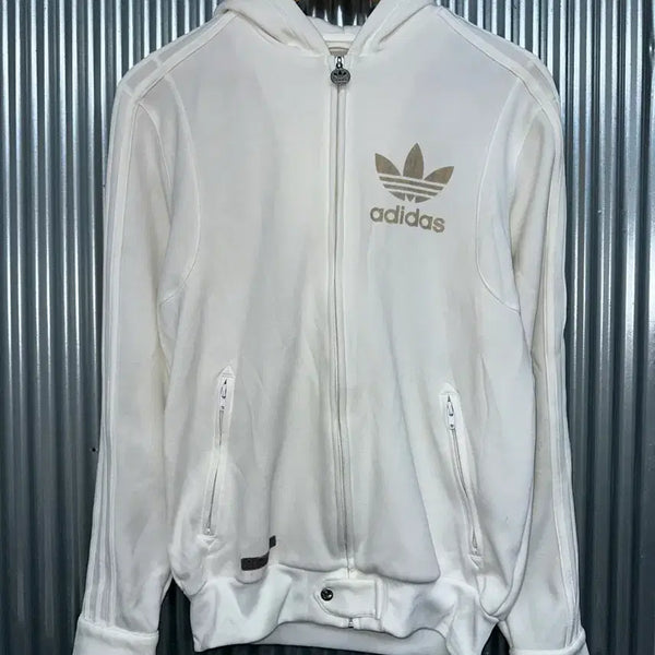 [BUNJANG] Adidas Originals Trefoil Hoodie Zip-Up White / [100] 아디다스 오리지널스 트레포일 후드집업 화이트