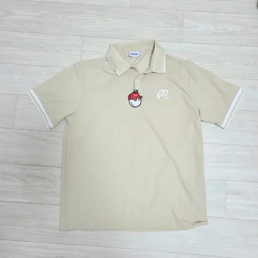 [BUNJANG] Malbon Golf Short-Sleeve Polo Shirt Beige (New) / 말본골프웨어 반팔 카라티 베이지(새상품) M(95 - 100)