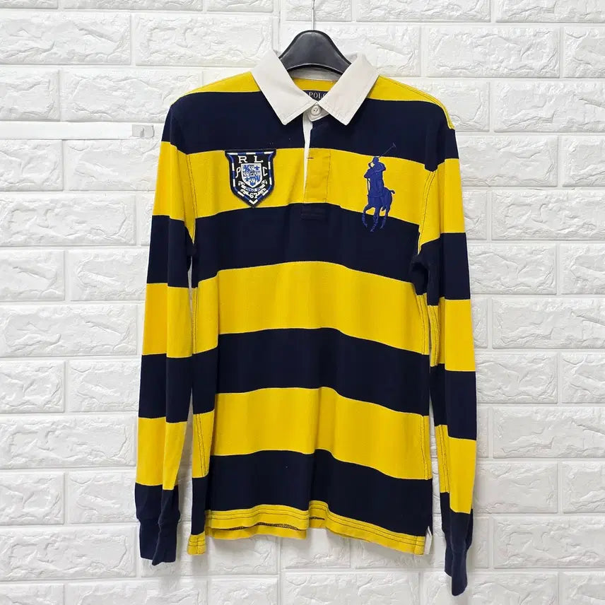 [BUNJANG] Polo Ralph Lauren Big Pony Patch Striped Collar T-shirt / 성인S 12Y 폴로랄프로렌 빅포니+패치 스트라이프 카라 티 E96