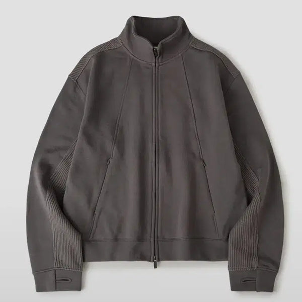 [BUNJANG] Dailyroom x Hubs Mixed Panel Zip-up Jersey Charcoal / [데일리룸X후브스] 패널 믹스드 집업 져지 [차콜]