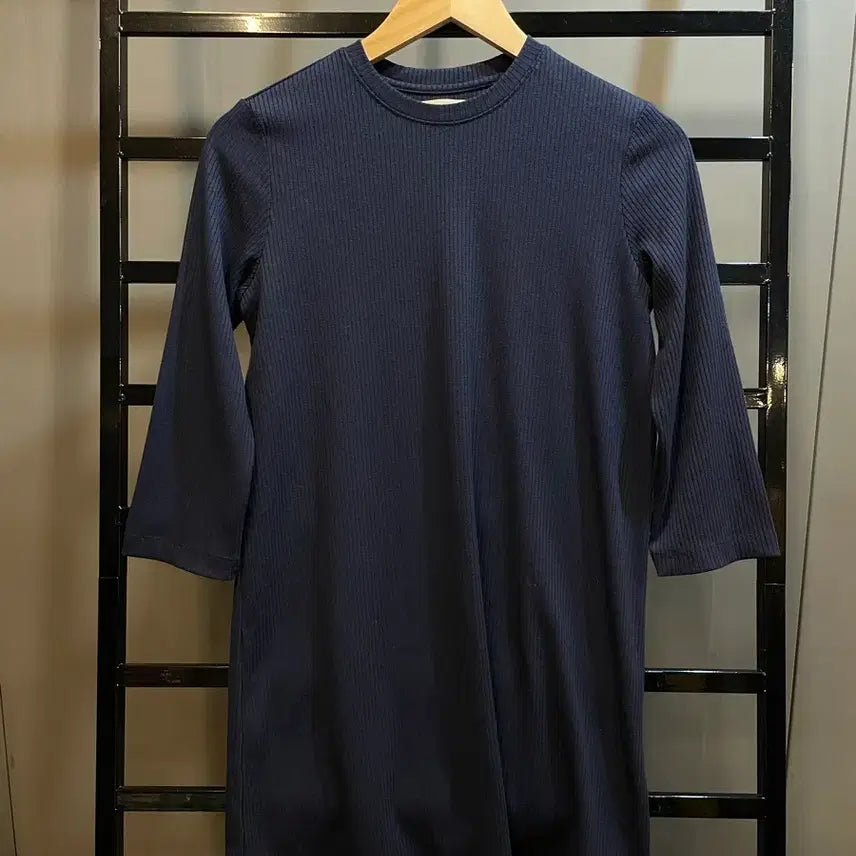 [BUNJANG] URBANIC 30 Rib 7/10 Sleeve Dress Navy / [FREE] URBANIC 30 리브 7부소매 원피스 네이비7.9