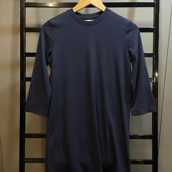 [BUNJANG] URBANIC 30 Rib 7/10 Sleeve Dress Navy / [FREE] URBANIC 30 리브 7부소매 원피스 네이비7.9