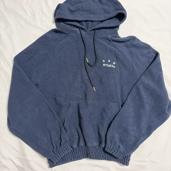[BUNJANG] IAB Studio Herringbone Hoodie Navy M / 아이앱 스튜디오 헤링본 후드 네이비 M