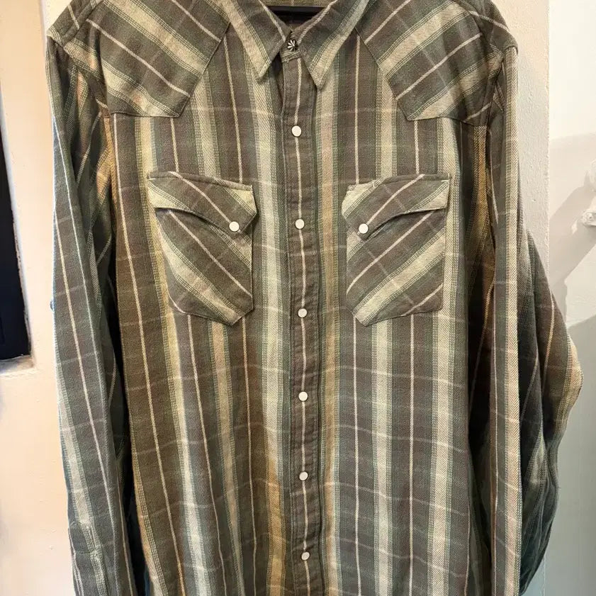 [BUNJANG] RRL Plaid Twill Western Shirt XXL / RRL 플래드 트윌 웨스턴 셔츠 XXL