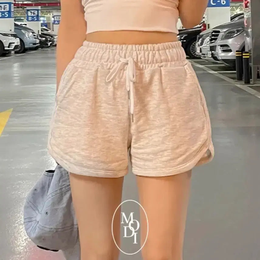 [BUNJANG] Modi Wide Banding Shorts - Light Grey Melange / 모디 와이드 밴딩 숏팬츠 백메란지