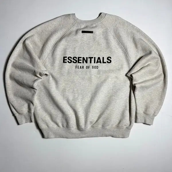 [BUNJANG] Fear of God Essentials Oatmeal Back Logo Crewneck Cotton Sweatshirt / 에센셜 피어오브갓 오트밀 백로고 크루넥 코튼 맨투맨 R2419