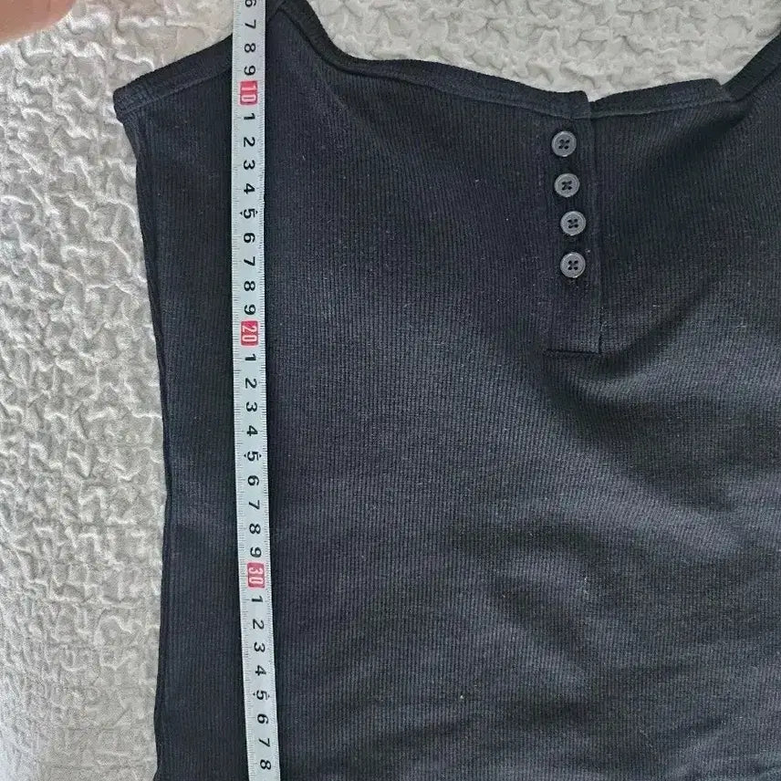 [BUNJANG] Ribbed Strap Tank Top - Black / 골지 끈나시 블랙
