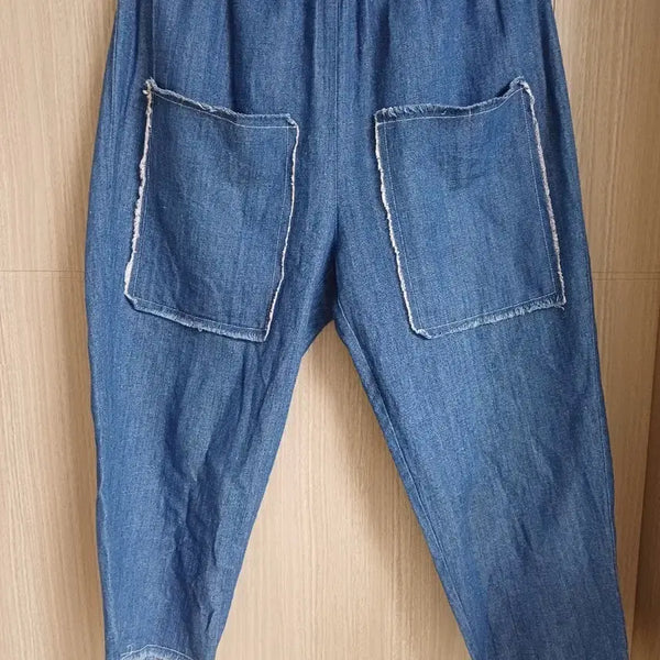 [BUNJANG] Linen Wide Pants with Pocket Detail / 마청바지 통바지 앞뒷주머니 포인트