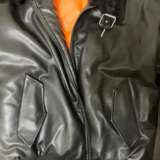 [BUNJANG] GOAT Black Faux Shearling Lined Biker Jacket / GOAT 블랙 무스탕