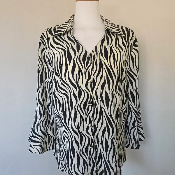 [BUNJANG] Vintage Zebra Print Blouse / 미국 빈티지 지브라 블라우스