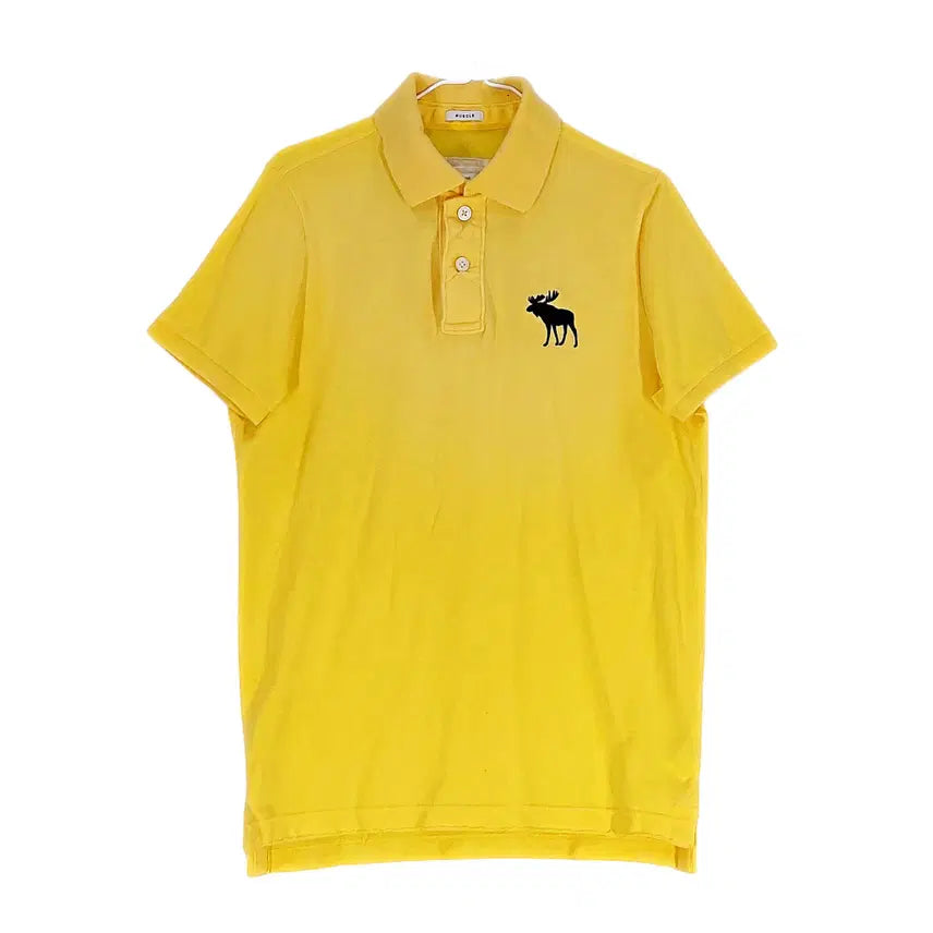 [BUNJANG] Abercrombie & Fitch Men's Casual Oversized Fit Cotton Short-Sleeve Polo Shirt - Yellow (Size 95/M) / 아베크롬비 남성 캐주얼한 오버핏 반팔카라티 95 옐로우 00778