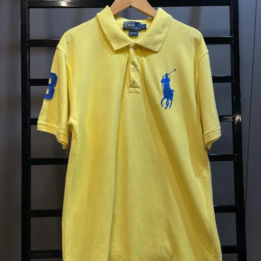 [BUNJANG] Polo Ralph Lauren Yellow Big Pony Pique Polo Shirt / [L] 폴로 랄프로렌 옐로우 빅포니 카라티