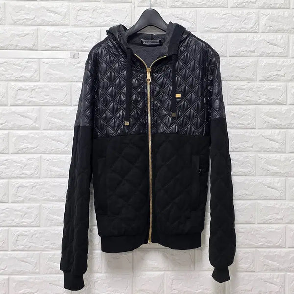 [BUNJANG] Dolce & Gabbana Calfskin Plate Quilted Hooded Jacket / M 돌체앤가바나 송아지가죽 플레이트 퀼팅 후드 자켓 E99